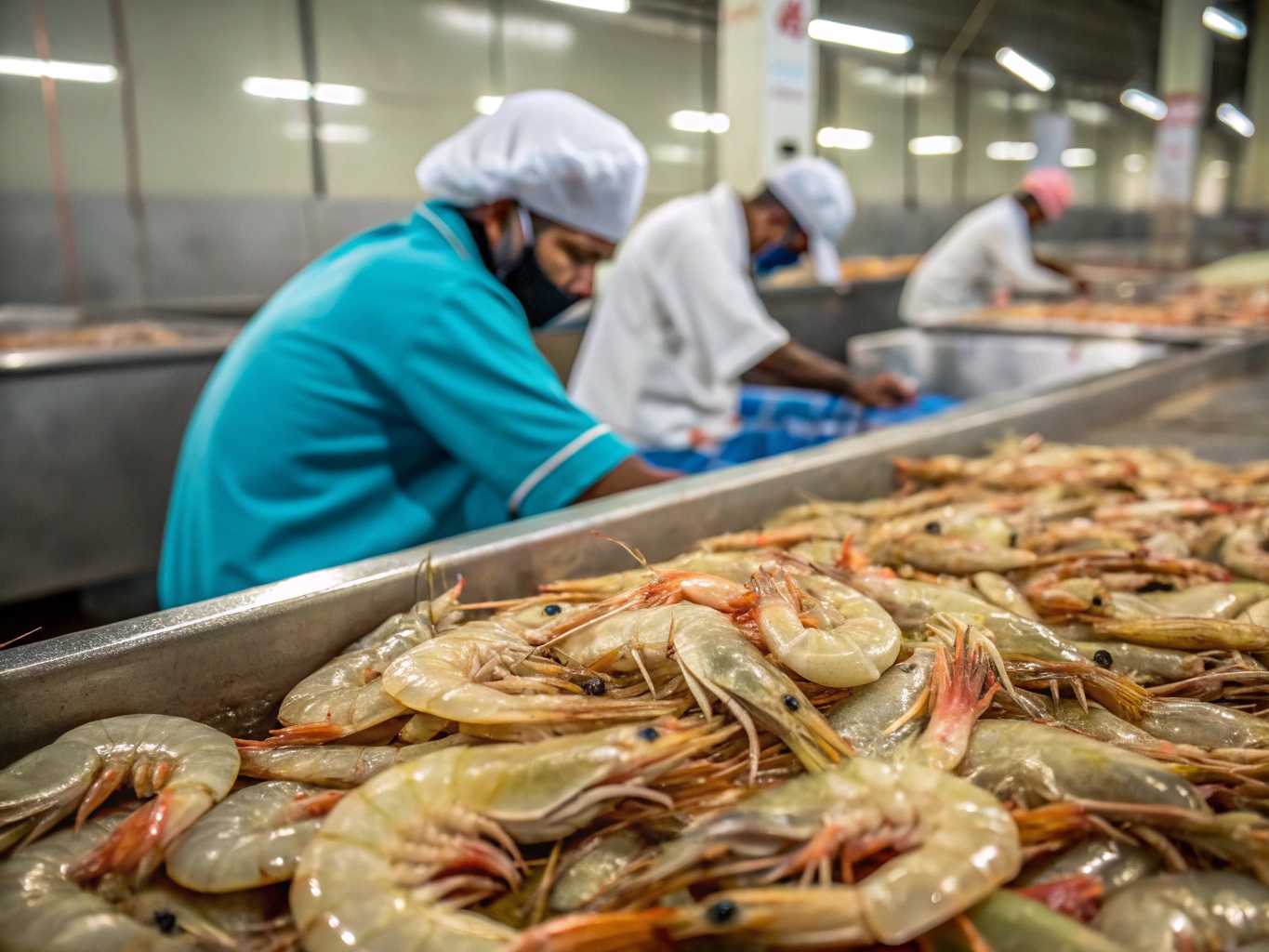 Prawn processing and quality control in Indian farms